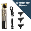 Set T9 Vintage Haarschneider mit Gehäuse und mehreren austauschbaren Kunststoffaufsätzen.