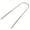 Stainless steel U-shaped tongue scraper with a handle and scraping end.