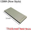 A silver-colored leather sharpening stone with a 9mm thickened base, shown in a diagonal view.