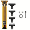 A professional rechargeable hair grooming kit featuring a gold-colored body and black grooming tools.