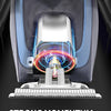Close-up view of a professional rechargeable electric hair clipper motor assembly with visible internal components and a meta
