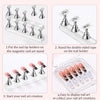 A set of magnetic nail art display stands and double-sided tape for creating and displaying nail art.