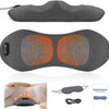 Grauer Lenden-Massager in verschiedenen Ansichten, einschließlich top-down und Seitenprofil.