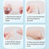 Step-by-step instructions showing how to use silicone self-adhesive scar covering patches