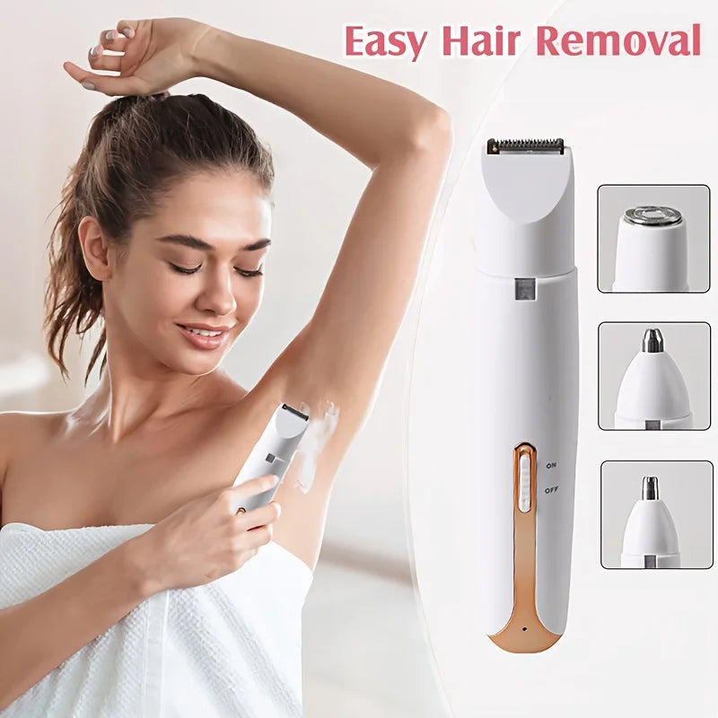 A woman is using an electric hair removal device for easy hair removal on her arm.