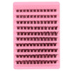 Bandeja de plástico rosa que contiene 120 extensiones de pestañas en clúster volumétrico individuales.