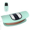 A light mint green electric lumbar traction massager device with a power cord and a foam pad.