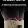 A beige EMS microcurrent rhythm pad is placed on the lower abdomen of a person, illustrating muscle stimulation for waist mas