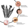 A set of four rechargeable hair trimmers for nose, ear, and eyebrow hair removal devices.