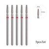 A set of five silver diamond nail drill bits with a 2mm diameter and 8.2mm length.