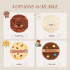 Quatre options de poudres de rembourrage doux : ours en peluche, lapin, biscuits et chocolat.