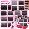 Une boîte rose contenant un kit professionnel d'extensions de cils DIY avec divers outils et extensions.