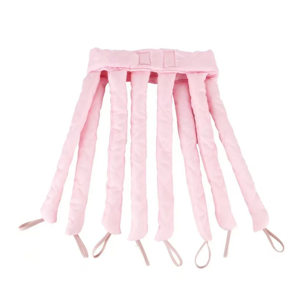 Pink removable heatless hair curlers for overnight styling
