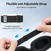 A close-up of a black flexible and adjustable strap being fitted onto a 3D sleep mask.