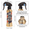 A professional barber tool kit featuring spray bottles and a comb, shown with dimensions.