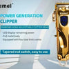 A gold Kemei power generation clipper with a diamond head and tapered rod switch is shown against a bright background.