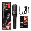Black cordless split end hair trimmer with a charging cable and clipper head shown next to packaging.