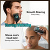 A man is using an electric shaver to achieve smooth shaving and whitening on his face and head.