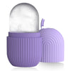 Râpe à glaçons en silicone violet avec une pierre transparente, vue de côté.