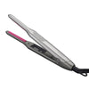 A silver and pink professional ceramic flat iron tool for hair straightening.