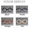 Lentes de lectura con lupa anti-luz azul en colores negro, púrpura, naranja y té.