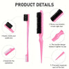 Pink hair styling tool kit featuring a comb and brush for combing eyebrows, separating eyelashes, and parting hair.