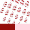 A collection of red and pink striped press-on nails with an almond shape.
