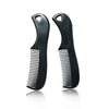 A pair of black portable mini pocket beard combs for facial hair styling.