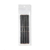 A clear plastic pouch containing a set of black double-ended nail art brushes.