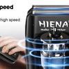 Eine Hand bedient einen schwarzen HIENA Hochgeschwindigkeitsmotor-Elektrotrimmer für Haarschnitt und Bartpflege.