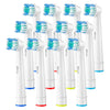 A set of replacement toothbrush heads for Oral-B electric brushes in various colors.