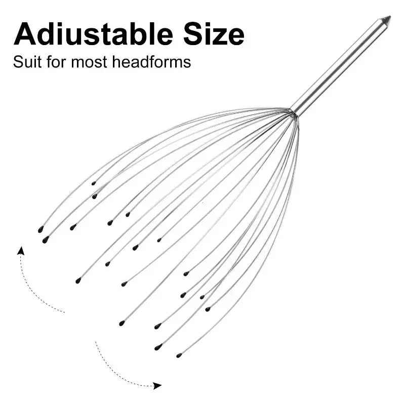 Stainless steel scalp massager with multiple fine needles for deep relaxation