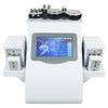 A white skin tightening device with multiple probes and a digital display showing the KIM 8 Slimming System interface.