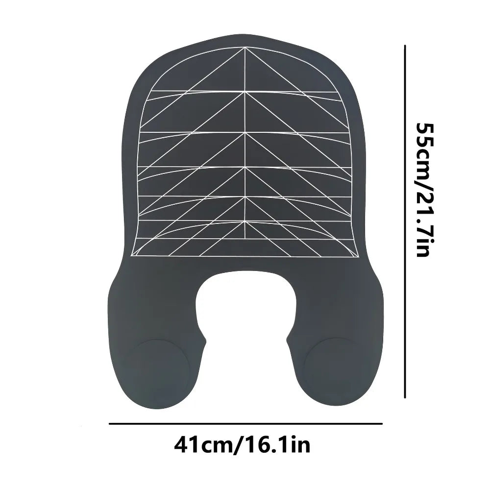 A black reusable silicone hair dyeing cape with a cutting collar, shown flat.