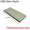A rectangular, silver-toned diamond sharpening stone with a 9mm thickened base is shown at an angle.