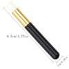 A gold and black eyelash extension cleaning brush shown diagonally with dimensions.