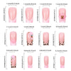 A variety of press-on nails in various lengths and finishes, including a leopard print French tip design with 3D gold pearl a