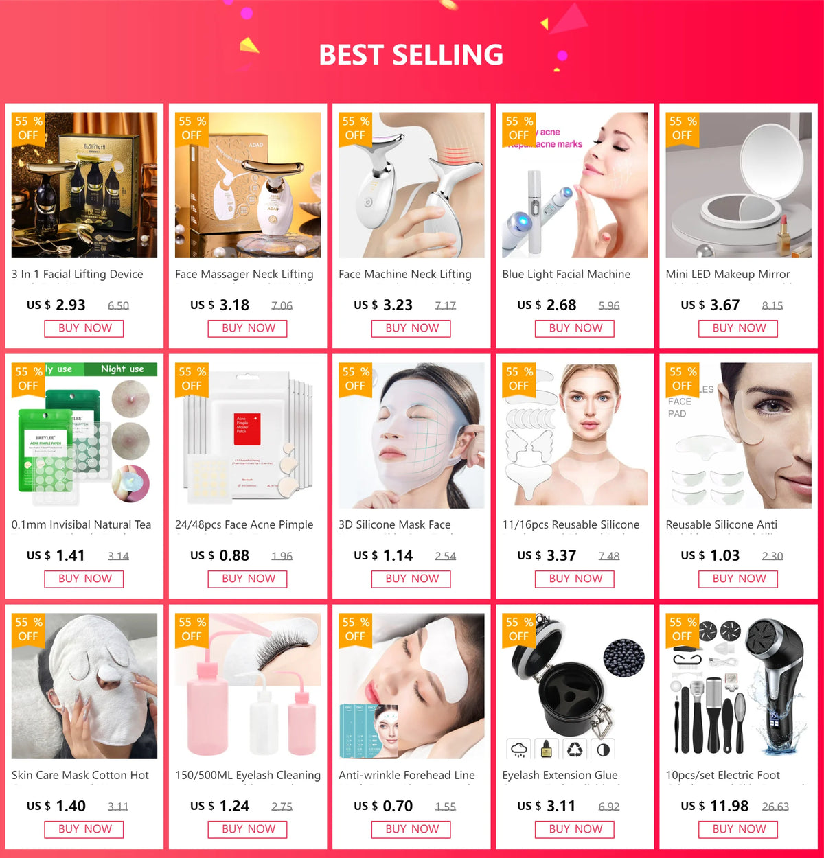A collection of facial lifting tapes and silicone masks for contouring and skincare.