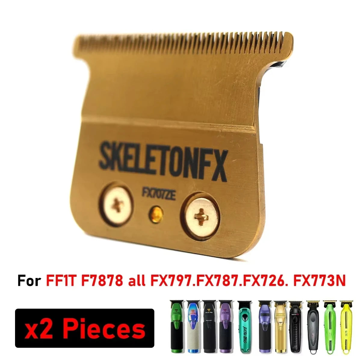SkeletonFX barber trim knife set for FFIT F7878, FX797, FX787, FX726, and FX773N, sold as two pieces.