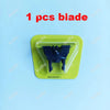 One replacement blade for a beard shaver trimmer, packaged in a green plastic holder.