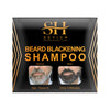 Packaging for Sevich Beard Blackening Shampoo showing before and after results.