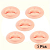 Five reusable silicone practice skins resembling human lips for tattoo art