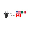 Professional hair straightening comb adapter with plugs for US, Mexican, and Canadian outlets.