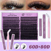 DIY-Kit für Wimpernverlängerungen mit künstlichen Wimpern, Kleber und Pinzette für einzelne Cluster.