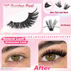 Close-up of natural lash extension look before and after comparison showing a thin lash band.