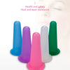 A set of colorful silicone facial cupping massage cones in various shades including blue, purple, pink, white, and green.