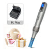 A Dr.pen wireless microneedling pen device with an EU plug and accessories shown next to the main unit.