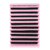 A pink plastic tray holding ten rows of individual mink false eyelashes.