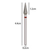 A long, slender tungsten carbide nail drill bit with a pointed tip and a cylindrical body, measuring 4.4cm long.