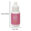 A white bottle of Bold Hold Active waterproof lace wig glue with a white dropper cap.